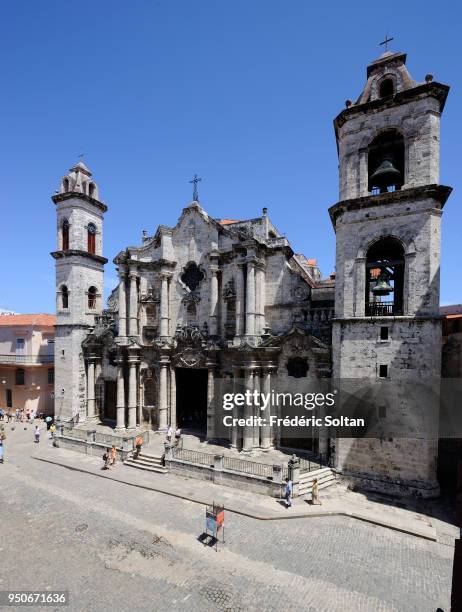 The Cathedral of San Cristobal in old city of Havana, UNESCO World Heritage Site Site classé au patrimoine mondial de l'UNESCO on August 02, 2017 in...