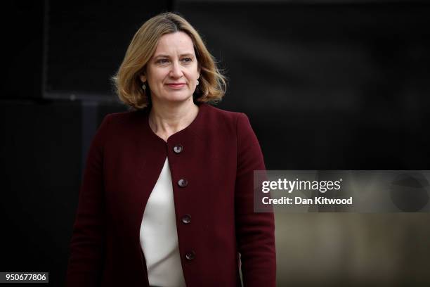 Home Secretary Amber Rudd attends the official unveiling of a statue in honour of the first female Suffragist Millicent Fawcett in Parliament Square...