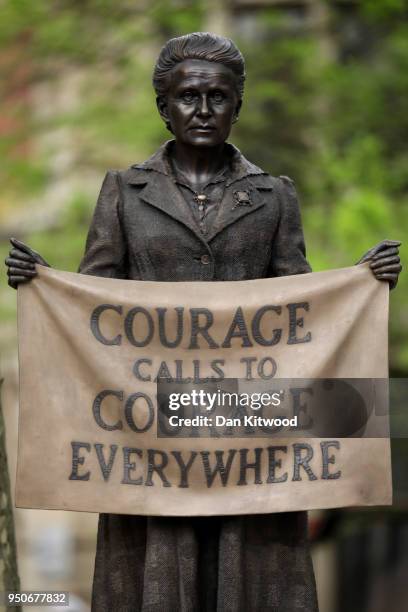 Statue in honour of the first female Suffragist Millicent Fawcett is unveiled during a ceremony in Parliament Square on April 24, 2018 in London,...