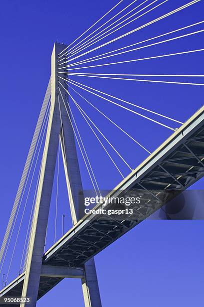 supporting pillar of a harp style bridge - harp shaped stock pictures, royalty-free photos & images