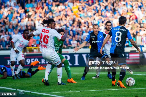 Bruges , Belgium / Club Brugge v Standard de Liege / Lior REFAELOV, Guillermo OCHOA, Ruud VORMER"n"nFootball Jupiler Pro League 2017 - 2018 Play-Off...