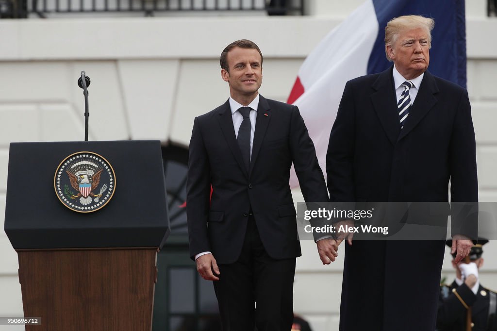 President Trump And First Lady Melania Trump Welcome President Macron And Mrs. Macron To The White House