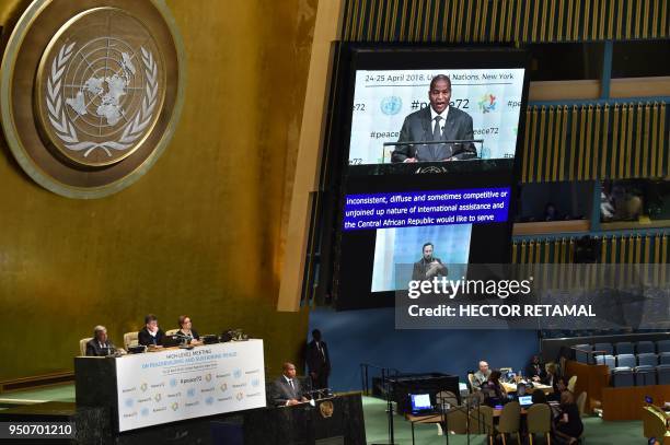 The President of Central African Republic, Faustin Archange Touadera, speaks during the 72nd High-level Meeting on Peacebuilding and Sustaining Peace...