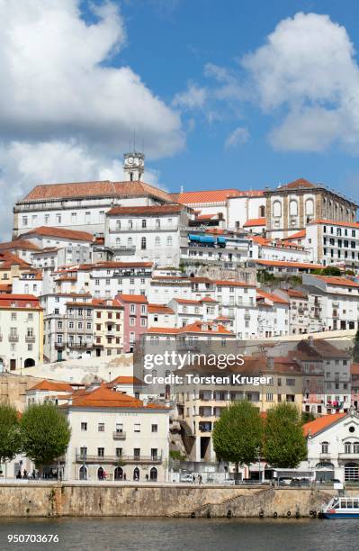 historic centre with university and river mondego, coimbra, beira litoral, centro region, portugal - mondego stock pictures, royalty-free photos & images