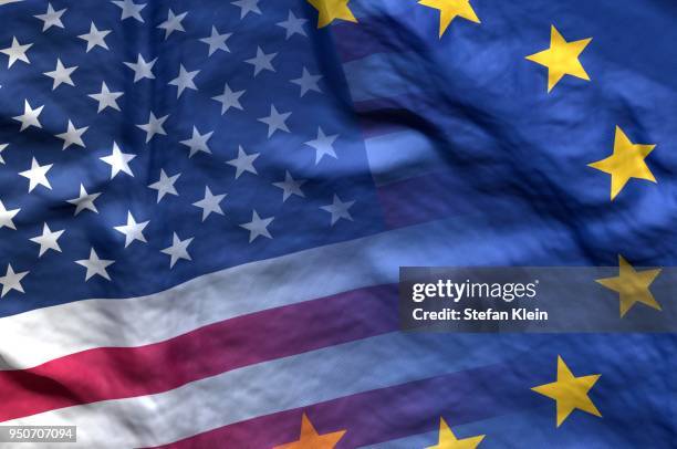 usa and eu flag , computer graphic - european union flag stock illustrations