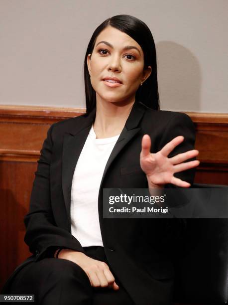 Reality TV-Star Kourtney Kardashian speaks at a briefing in support of bipartisan legislation aimed at reforming how the FDA regulates the personal...