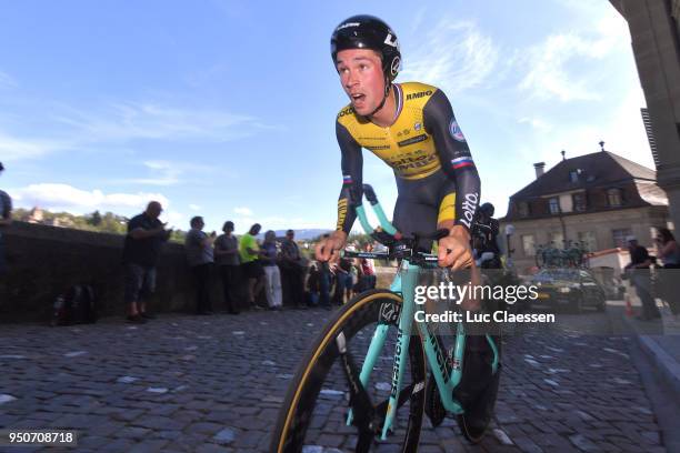 Primoz Roglic of Slovenia and Team LottoNL-Jumbo / during the 72nd Tour de Romandie 2018, Prologue a 4km individual time trial stage from Fribourg to...