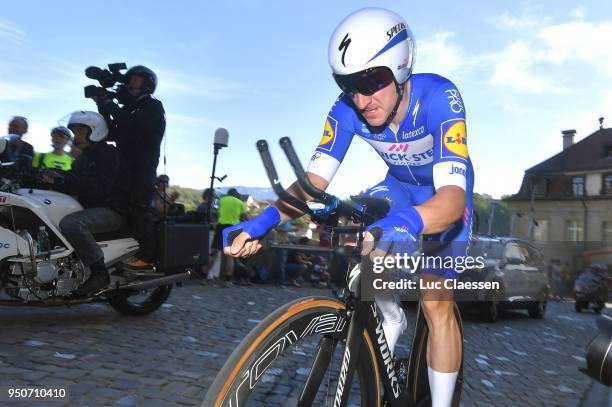 Elia Viviani of Italy and Team Quick-Step Floors / during the 72nd Tour de Romandie 2018, Prologue a 4km individual time trial stage from Fribourg to...