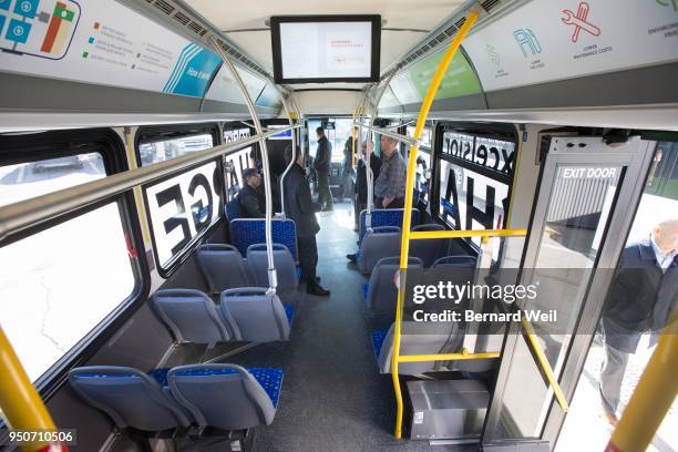 Bus made by New Flyer is one of three models of electric busses that the TTC is purchasing as part of an effort to have a completely emissions-free...