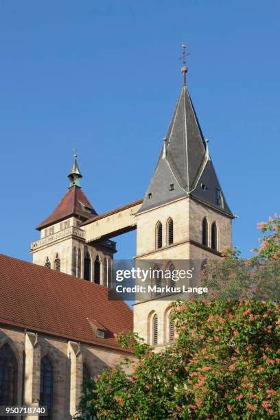 towers, st. dionysus town church, esslingen am neckar, baden-wuerttemberg, germany - esslingen am neckar stock-fotos und bilder