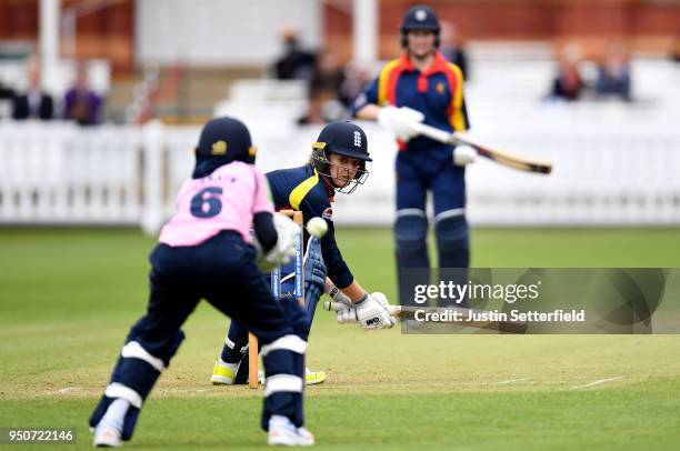 Sarah Taylor of MCC plays a shot as Middlesex Women play an MCC Women's team at Lord's Cricket Ground on April 24, 2018 in London, England.