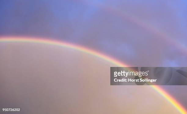 double rainbow, segment, atmospheric optical phenomenon, bavaria, germany - light natural phenomenon stock pictures, royalty-free photos & images