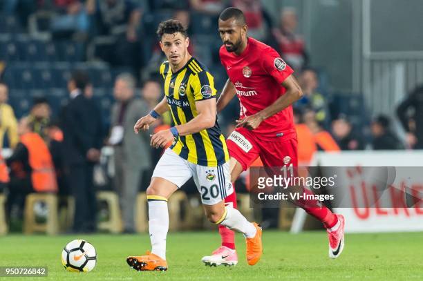 Giuliano Victor de Paula of Fenerbahce SK, Maicon Marques Bitencourt of Antalyaspor AS during the Turkish Spor Toto Super Lig match Fenerbahce AS and...
