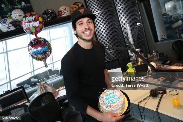 Singer-songwriter Morgan Evans visit the Storme Warren morning show on SiriusXM's channel The Highway at SiriusXM Studios on April 24, 2018 in...