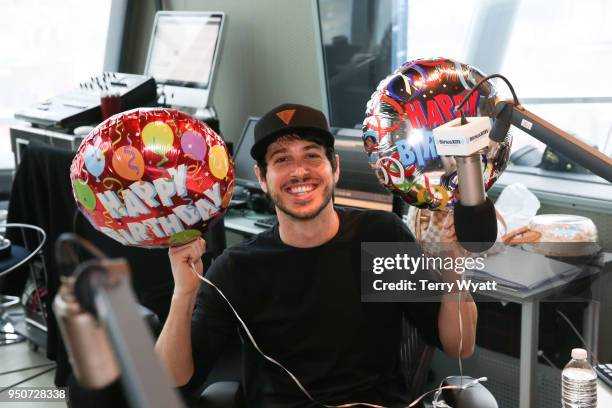 Singer-songwriter Morgan Evans visit the Storme Warren morning show on SiriusXM's channel The Highway at SiriusXM Studios on April 24, 2018 in...