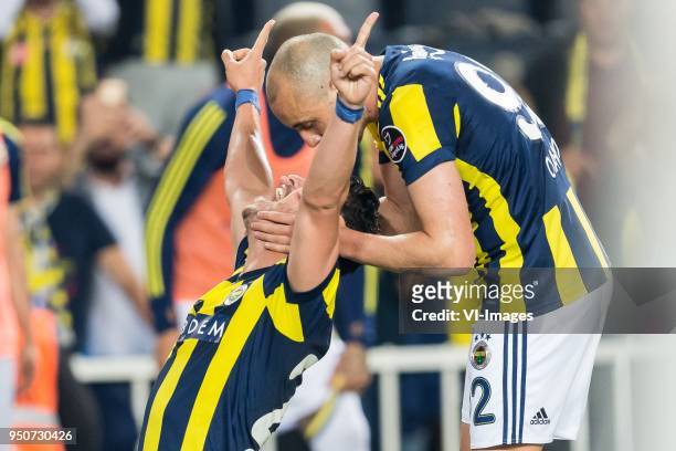 Giuliano Victor de Paula of Fenerbahce SK, Aatif Chahechouhe of Fenerbahce SK during the Turkish Spor Toto Super Lig match Fenerbahce AS and...