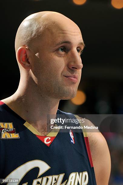 Zydrunas Ilgauskas of the Cleveland Cavaliers takes a break from the action during the game against the Orlando Magic on November 11, 2009 at Amway...