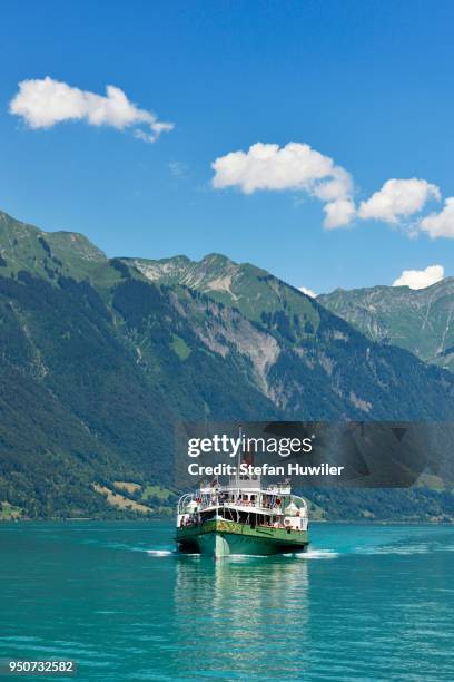 steamboat loetschberg on lake brienz, interlaken ost, canton of bern, switzerland - interlaken stock-fotos und bilder