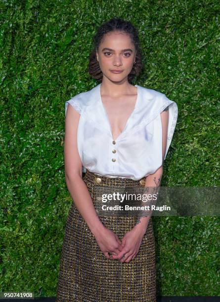 Actress Sasha Lane attends the 13th Annual Chanel Tribeca Film Festival Artist Dinner at Balthazar on April 23, 2018 in New York City.