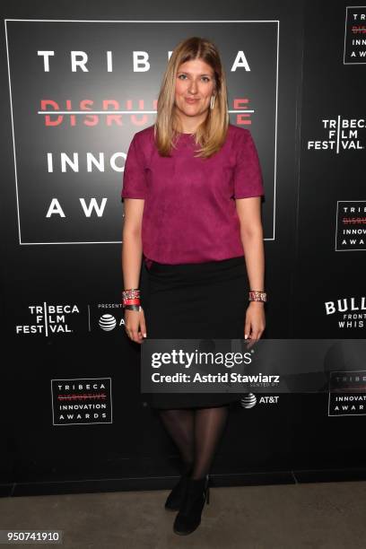 Hersey Prize recipient Executive Director, International Campaign to Abolish Nuclear Weapons Beatrice Fihn poses in an award room at Tribeca...