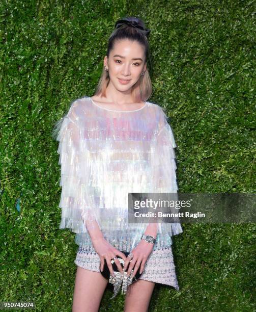 Model Irene Kim attends the 13th Annual Chanel Tribeca Film Festival Artist Dinner at Balthazar on April 23, 2018 in New York City.