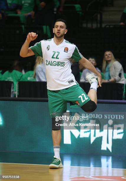 Vasilije Micic, #22 of Zalgiris Kaunas in action during the Turkish Airlines Euroleague Play Offs Game 3 between Zalgiris Kaunas v Olympiacos Piraeus...