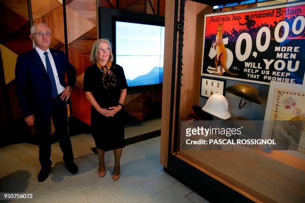 Australian Prime Minister Malcolm Turnbull and his wife Lucy Turnbull visit the Sir John Monash Centre on the eve of ANZAC day ceremonies in...