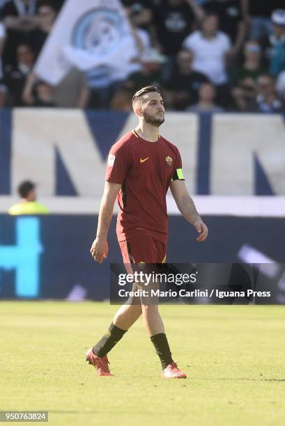 Konstantinos Manolas of AS Roma looks on during the serie A match between Spal and AS Roma at Stadio Paolo Mazza on April 21, 2018 in Ferrara, Italy.