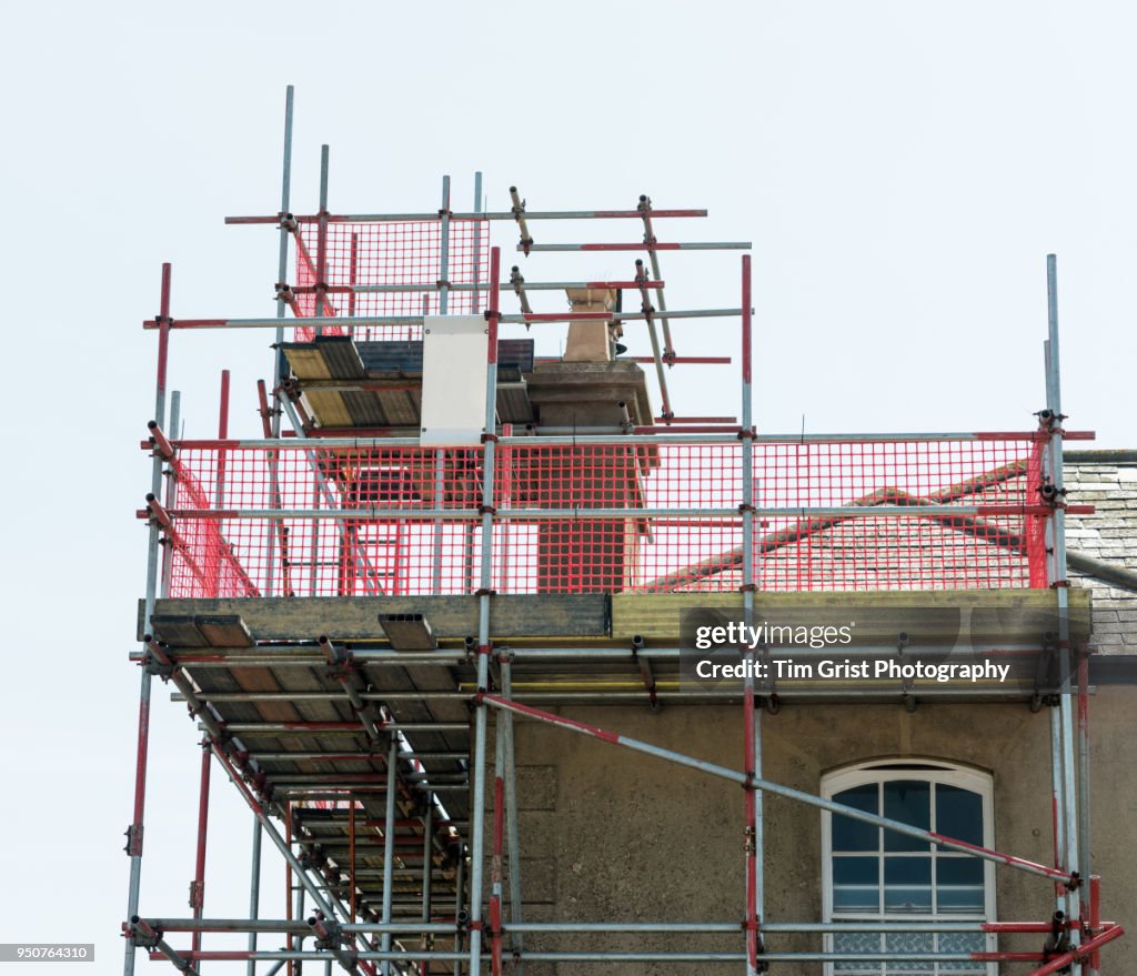 Scaffolding Against a Chimney