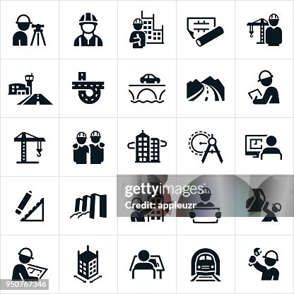Civiele techniek-pictogrammen Civiele techniek-pictogrammen