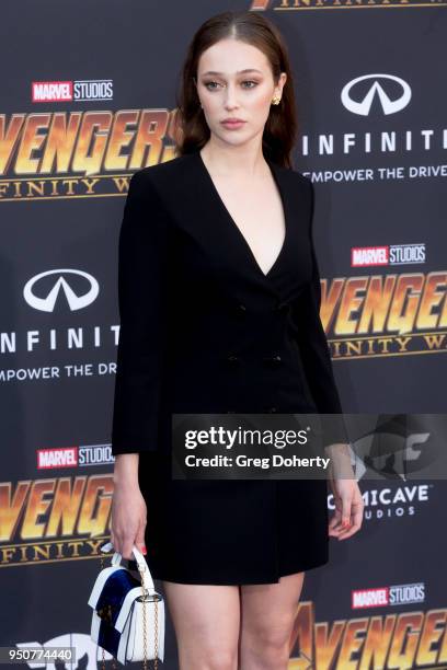 Alycia Debnam-Carey attends the "Avengers: Infinity War" World Premiere on April 23, 2018 in Los Angeles, California.