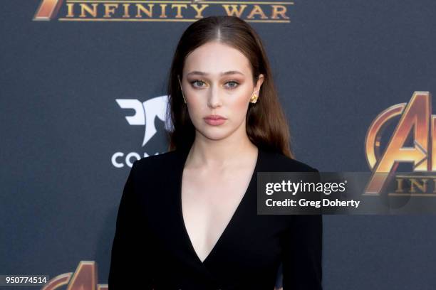 Alycia Debnam-Carey attends the "Avengers: Infinity War" World Premiere on April 23, 2018 in Los Angeles, California.