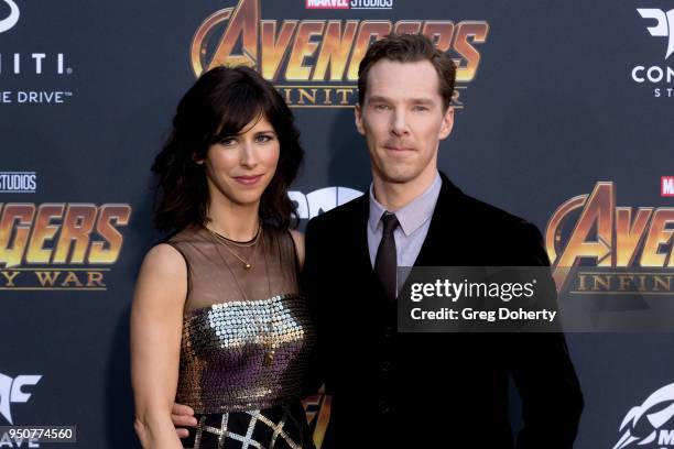 Benedict Cumberbatch and wife Sophie Hunter attend the "Avengers: Infinity War" World Premiere on April 23, 2018 in Los Angeles, California.