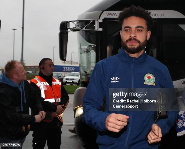 Blackburn Rovers' Derrick Williams arrives at the ground during the Sky Bet League One match between Doncaster Rovers and Blackburn Rovers at...