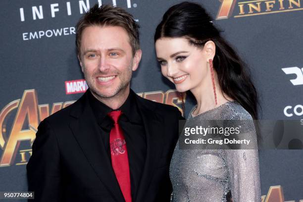 Chris Hardwick and wife Lydia Hearst attend the "Avengers: Infinity War" World Premiere on April 23, 2018 in Los Angeles, California.