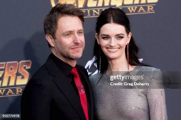 Chris Hardwick and wife Lydia Hearst attend the "Avengers: Infinity War" World Premiere on April 23, 2018 in Los Angeles, California.