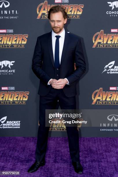 Tom Hiddleston attends the "Avengers: Infinity War" World Premiere on April 23, 2018 in Los Angeles, California.