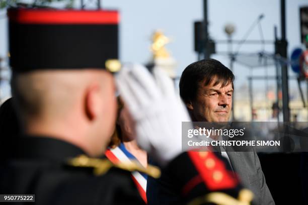French Minister for the Ecological and Inclusive Transition Nicolas Hulot attends a gathering by the Armenian community as they commemorate the 103rd...