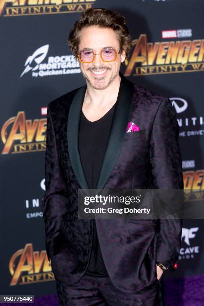 Robert Downey Jr. Attends the "Avengers: Infinity War" World Premiere on April 23, 2018 in Los Angeles, California.