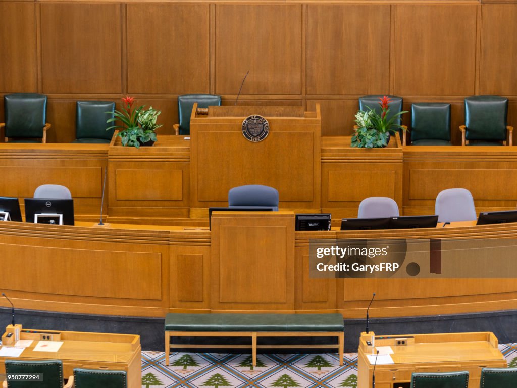 Oregon House of Representatives Chamber at State Capitol Desk Chairs