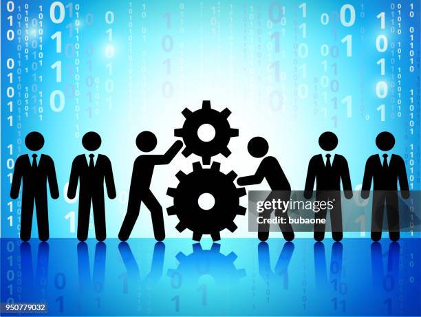 business development on binary code blue background - construction in progress stock illustrations