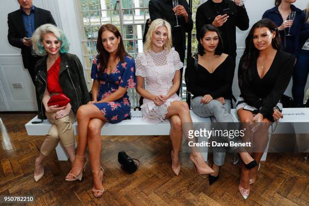 Kimberly Wyatt, Binky Felstead, Ashley James, Vanessa White and Jess Wright attend Michelle Keegan's first catwalk show for Very.co.uk at One...