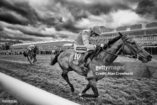 Patrick Mullins riding Un De Sceaux clear the last to win The BoyleSports Champion Chase at Punchestown racecourse on April 24, 2018 in Naas, Ireland.