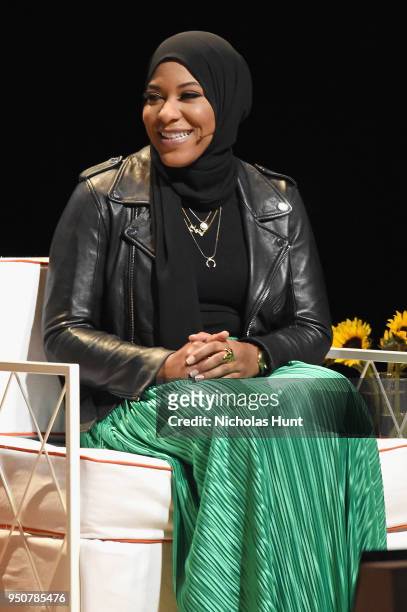 Olympic Medalist Ibtihaj Muhammad speaks onstage during The Tory Burch Foundation 2018 Embrace Ambition Summit at Alice Tully Hall on April 24, 2018...