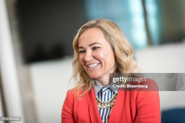 Ouliana Trofimenko, head of technical recruiting at Mapbox Inc., smiles at the company's headquarters in San Francisco, California, U.S., on Monday,...