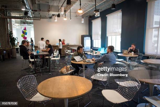 Employees work inside the Mapbox Inc. Headquarters in San Francisco, California, U.S., on Monday, March 5, 2018. Mapbox is a company on the front...