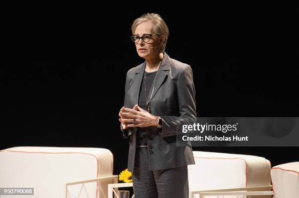 Director of the Board and Kandice Cole, Program Associate, Heather Mitchell speaks onstage during The Tory Burch Foundation 2018 Embrace Ambition...