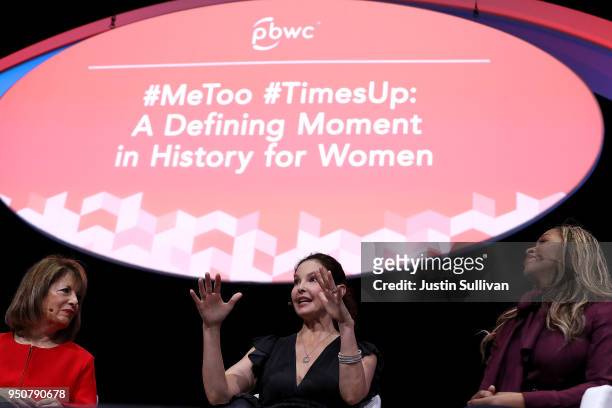 Actress and activist Ashley Judd speaks as U.S. Rep. Jackie Speier and Co-Founder of We Said Enough Adama Iwu look on during the 29th annual...