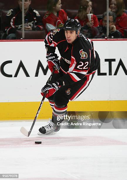 Chris Kelly of the Ottawa Senators skates against the Carolina Hurricanes at Scotiabank Place on December 12, 2009 in Ottawa, Ontario, Canada.