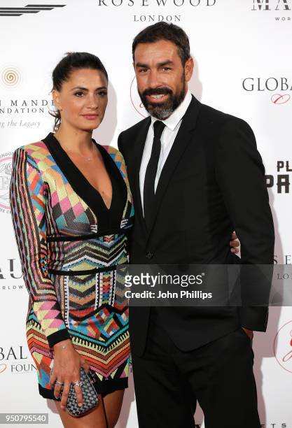 Robert Pires and Jessica Lemarie attend The Nelson Mandela Global Gift Gala at Rosewood London on April 24, 2018 in London, England.